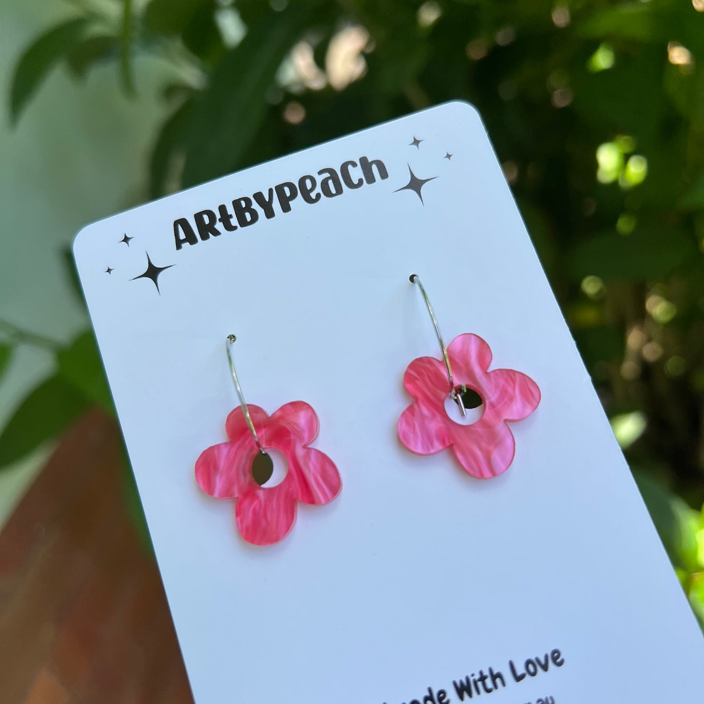 Pink Organic Flower Dangles