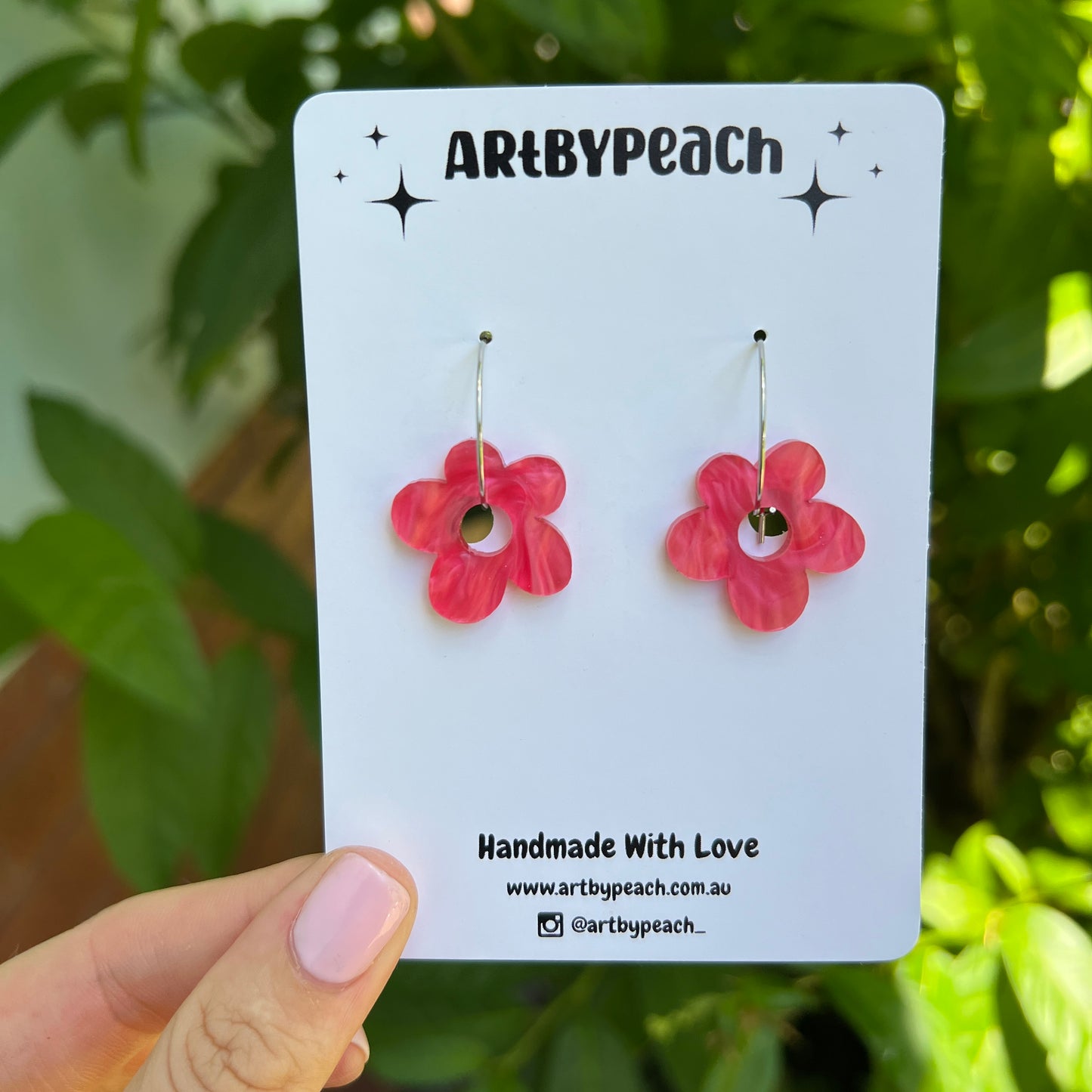 Pink Organic Flower Dangles