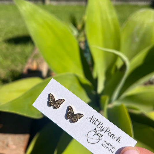 Gold Stainless Steel Butterfly Studs