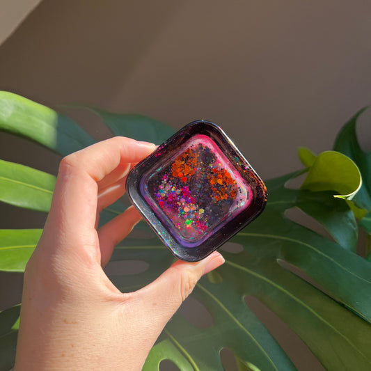 Pink, Black & Orange Glittery No Waste Trinket Tray