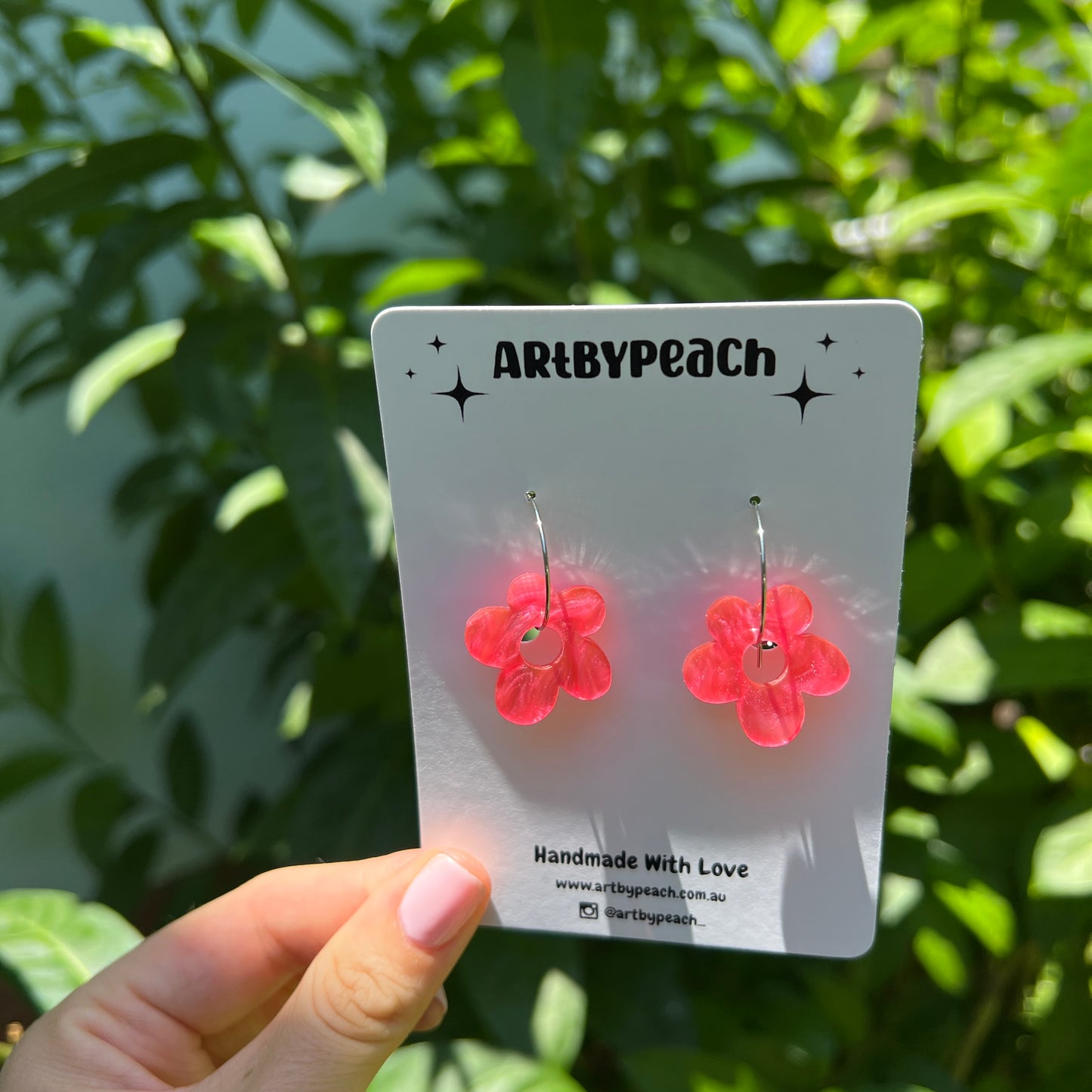 Pink Organic Flower Dangles