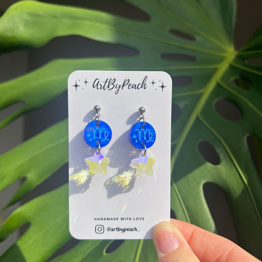 Bright Blue Zodiac Dangles with Star (variations)