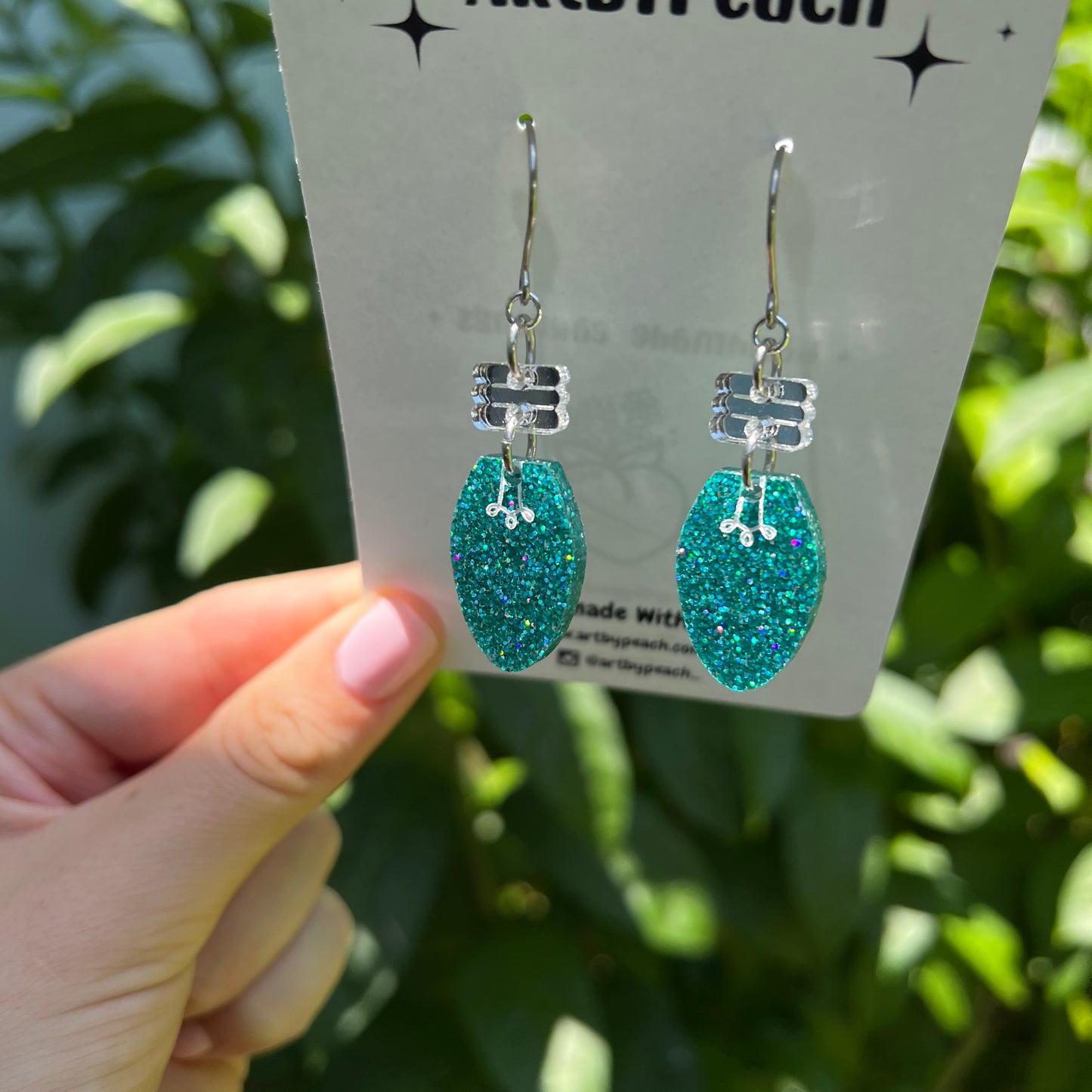 Holographic Teal Christmas Light Dangles