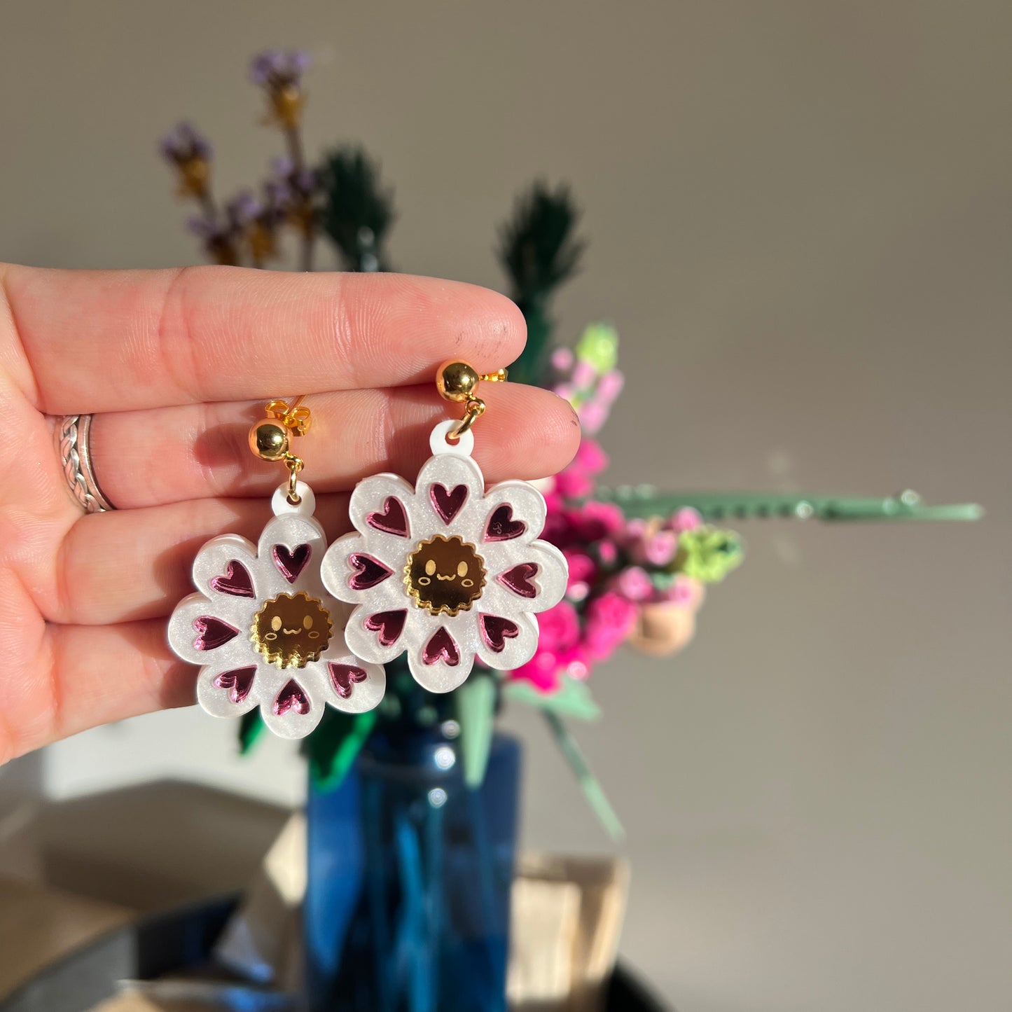 Flower with Face Dangles