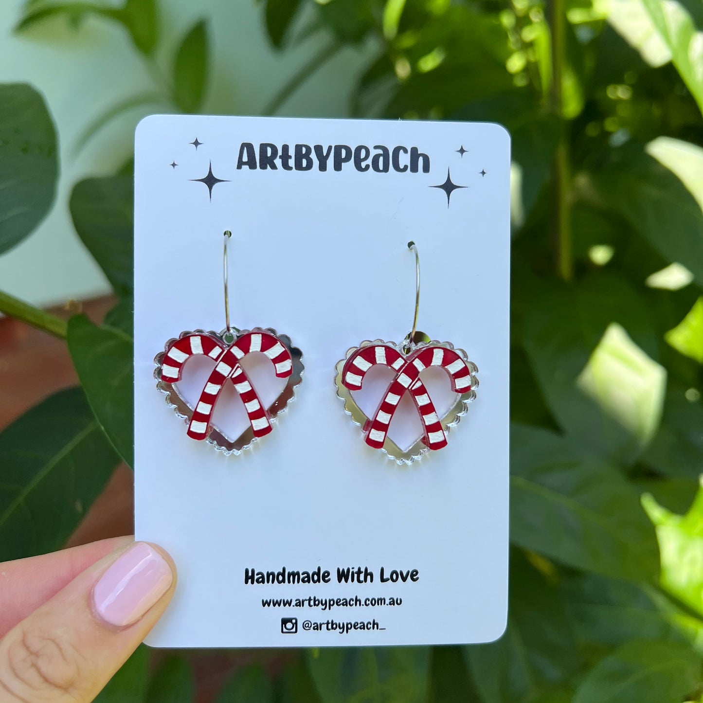 Candy Cane Heart Dangles